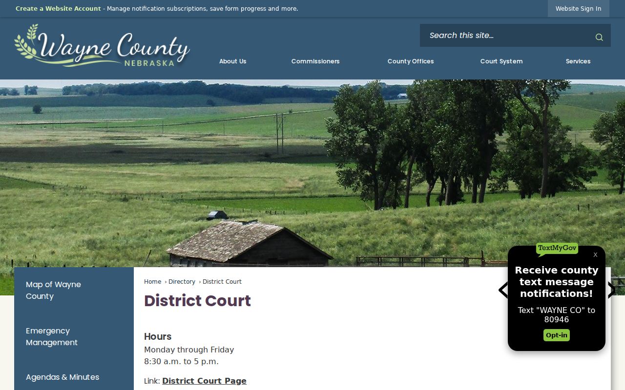 Carroll court records reference showing the Wayne County District Clerk directory