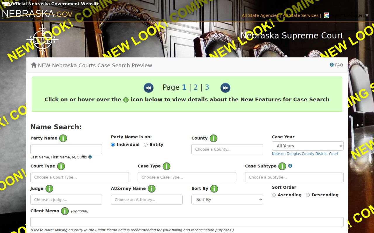 Wayne County docket search JUSTICE name-search fields