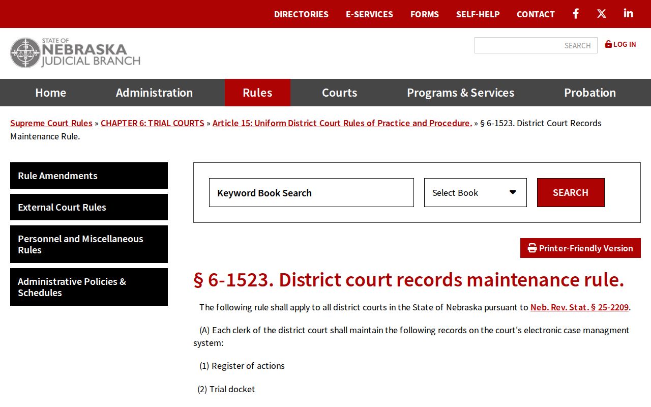 Wayne County civil docket district court records maintenance rule