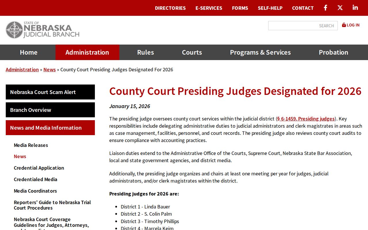 Wayne County court schedule District 7 presiding judge notice
