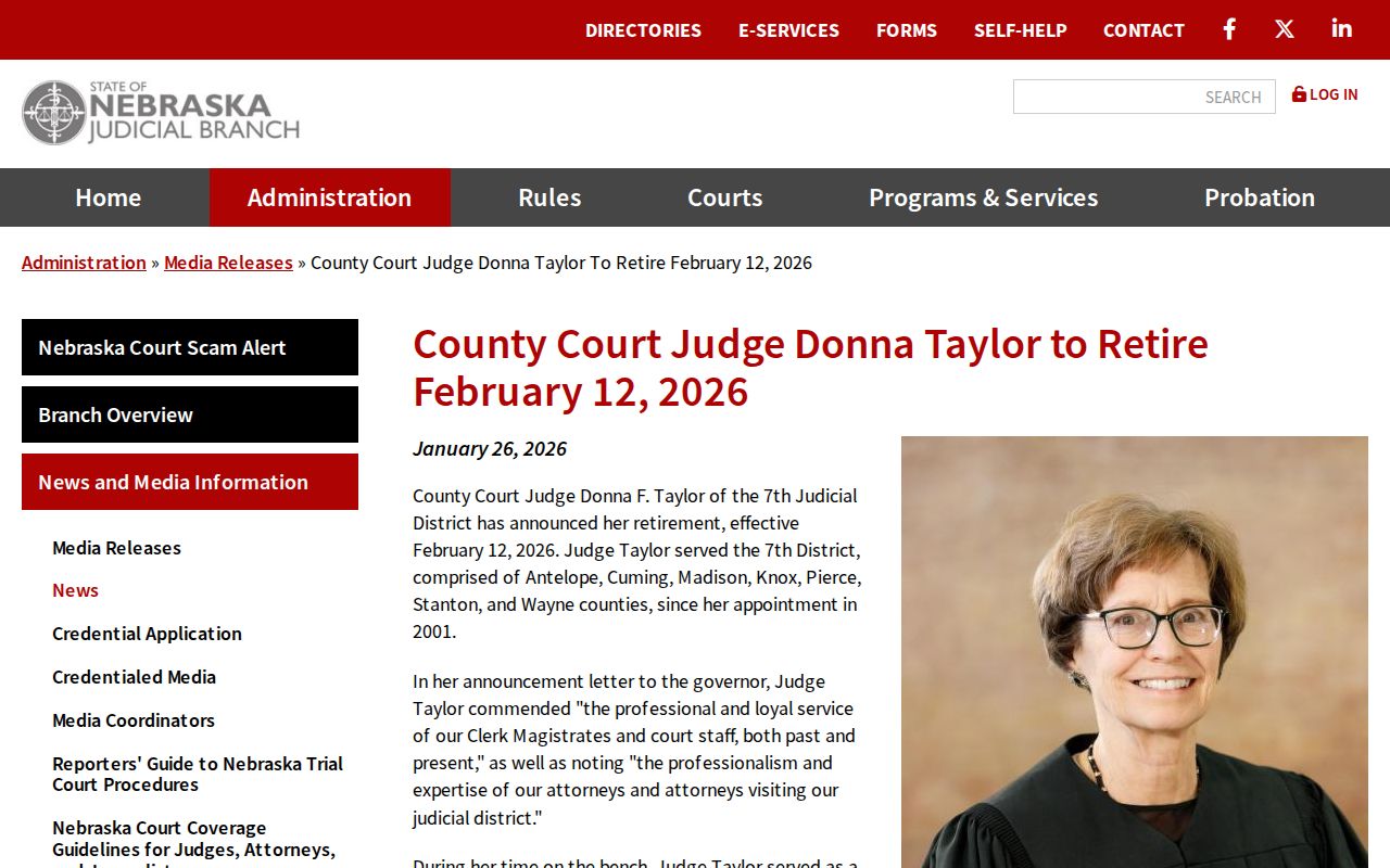 Wayne County court schedule District 7 county judge retirement notice