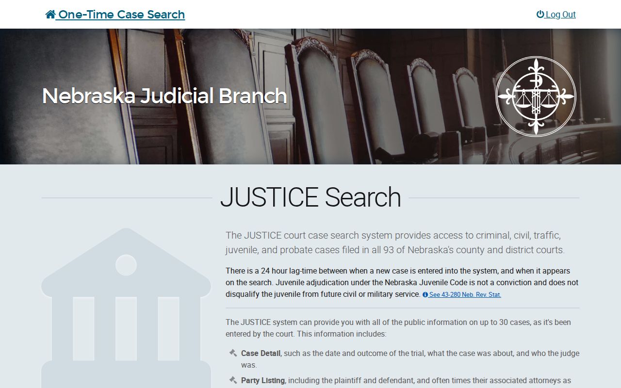 Wayne County criminal docket JUSTICE one-time search screen