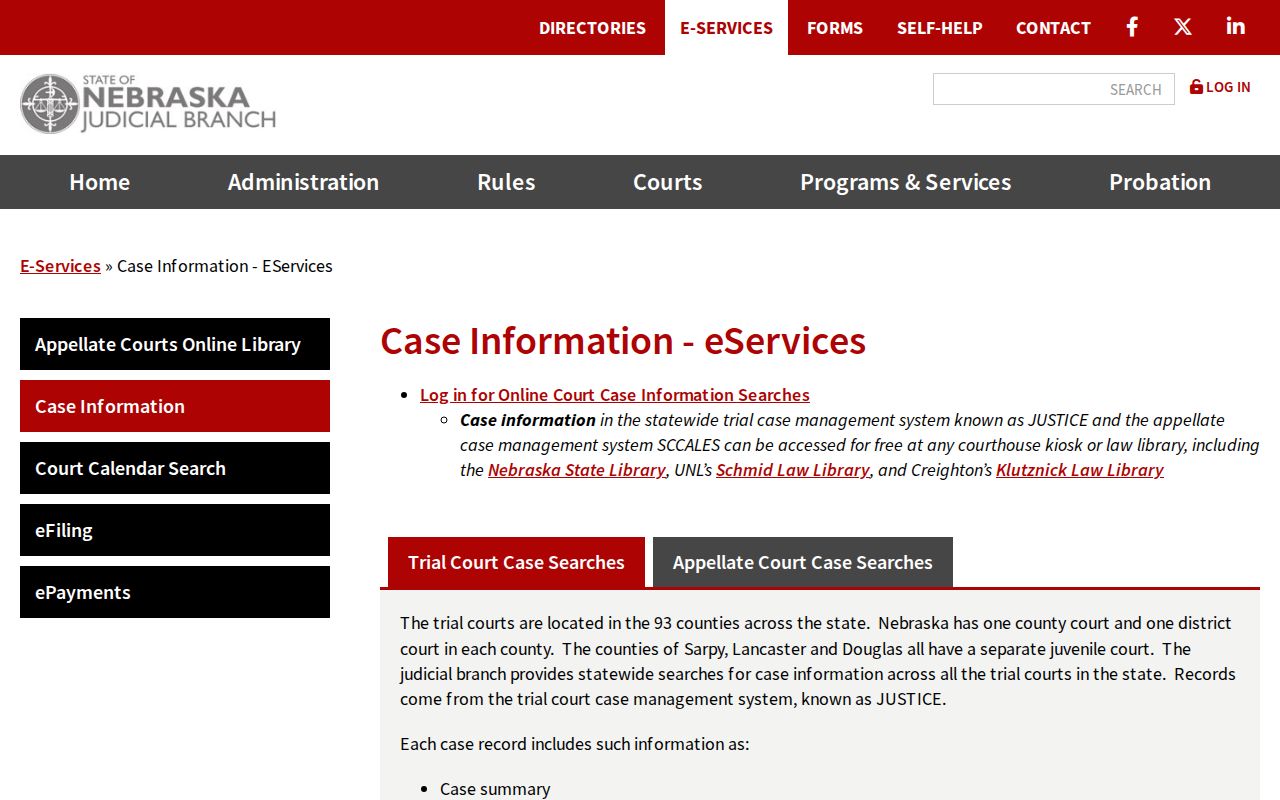 Wayne County court docket state case information service
