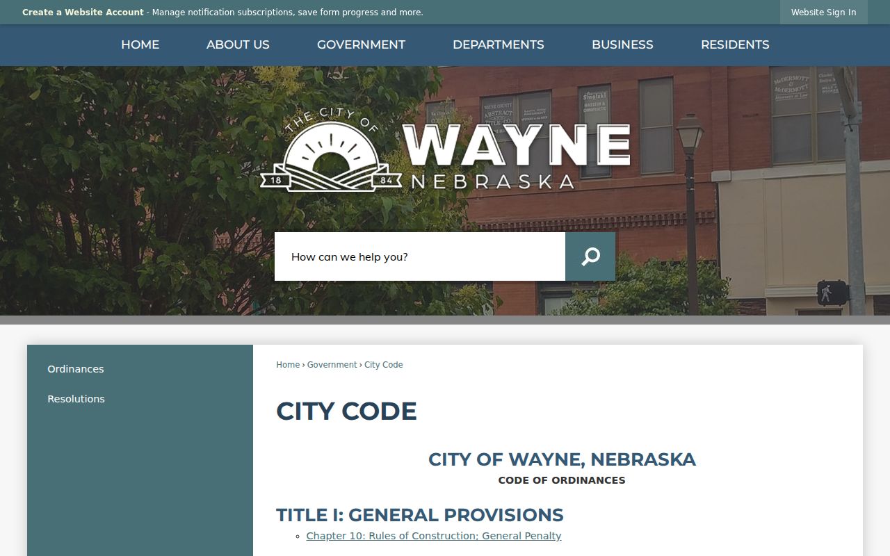 Wayne court records reference showing the City Code source