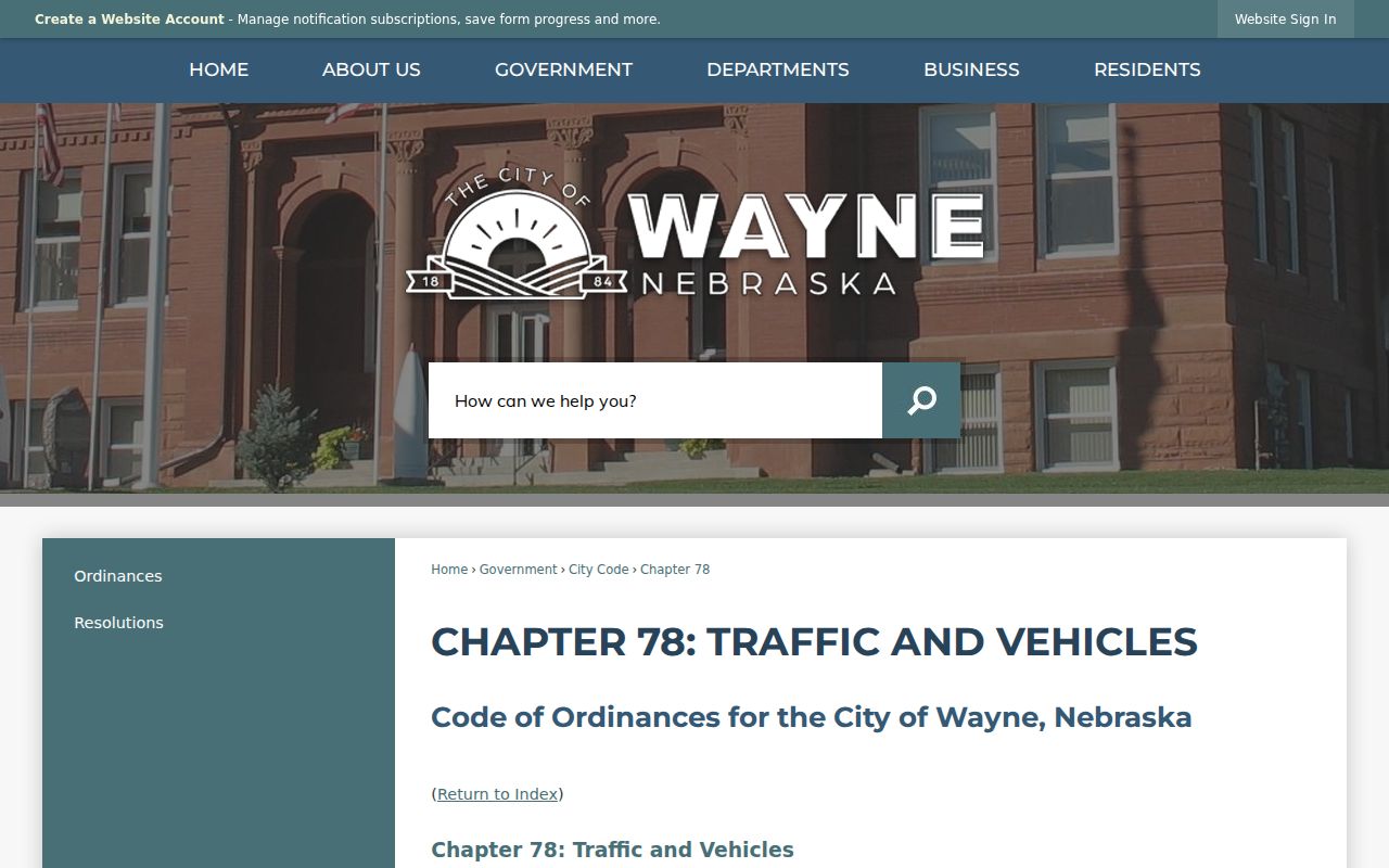 Wayne court records reference showing the traffic code chapter